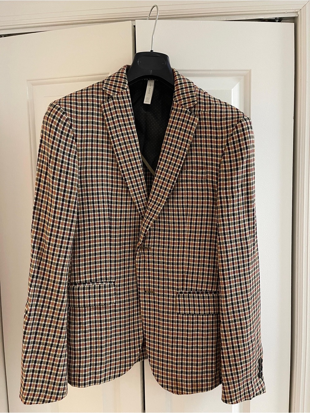 Zara Men's Checked Sport Coat in Brown Multi